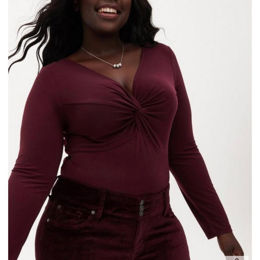 Torrid Burgundy Long Sleeve Bodysuit